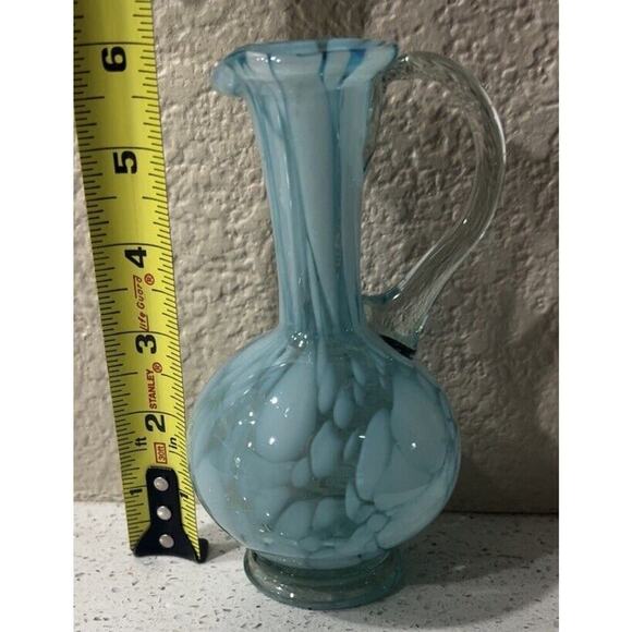 Vintage Fenton Art Glass Aqua Opalescent Fern Vinegar Cruet W/ Original Stopper - Picture 11 of 12